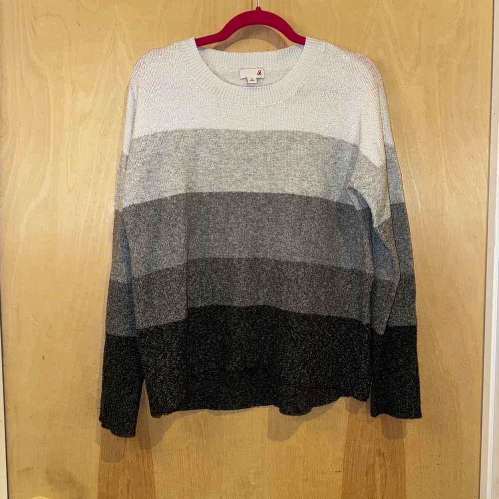 SO Women's Black and Gray Striped Sweater